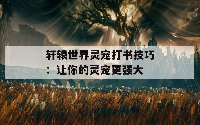 轩辕世界灵宠打书技巧：让你的灵宠更强大  第1张