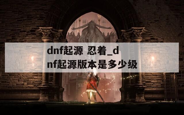 dnf起源 忍着_dnf起源版本是多少级
